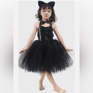 Tutu Dreams 4pcs Cat Costume for Girls 9-10Y Hallowen Dress Up Outfit